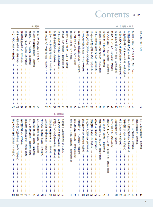 5つ星の宿 目次